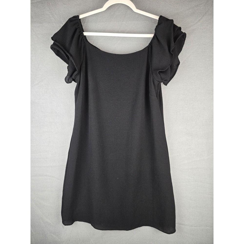 Betsey Johnson Mini Dress Size 8 Flutter Sleeves Classic Minimalist Y2K Gothic